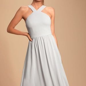 Lulus Grey Air of Romance Maxi Bridesmaids Dress